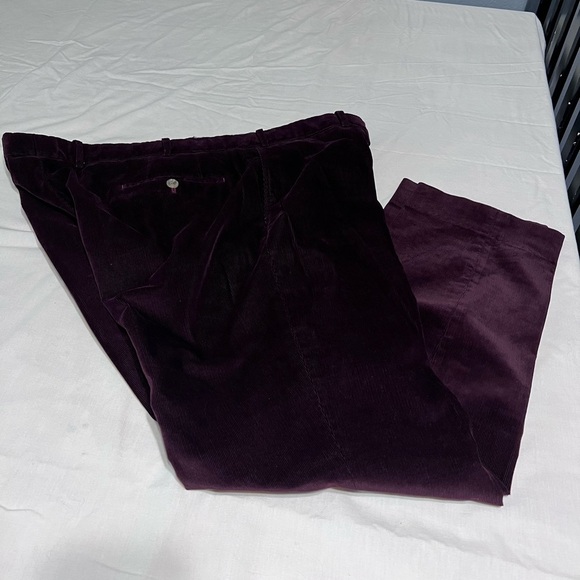 NWOT HILTL Men’s Maroon Corduroy Pants Flat Front Trousers Sz 42x31 Work Travel - Picture 7 of 7